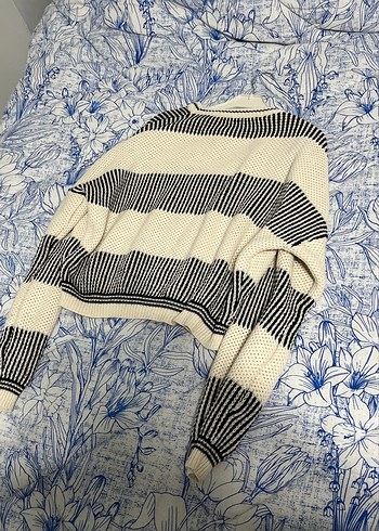 Çizgili Örgü Kadın Kazak - Görsel 2