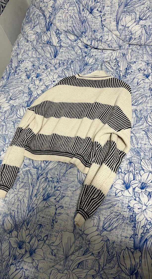 Çizgili Örgü Kadın Kazak - Görsel 2