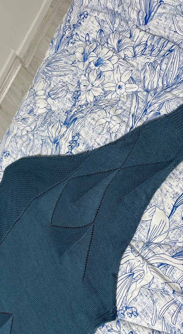 Kadın Mavi Bohem Örgü Şal - Görsel 4