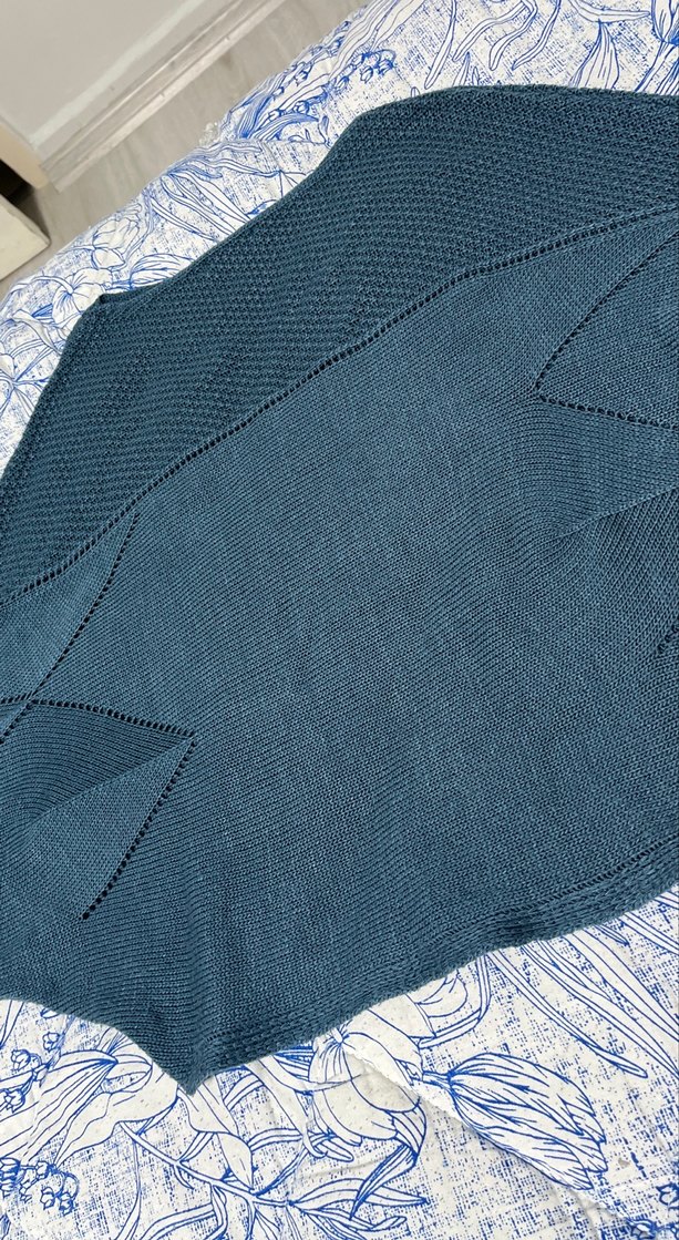 Kadın Mavi Bohem Örgü Şal - Görsel 3