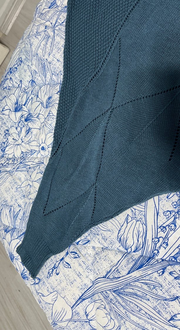 Kadın Mavi Bohem Örgü Şal - Görsel 2