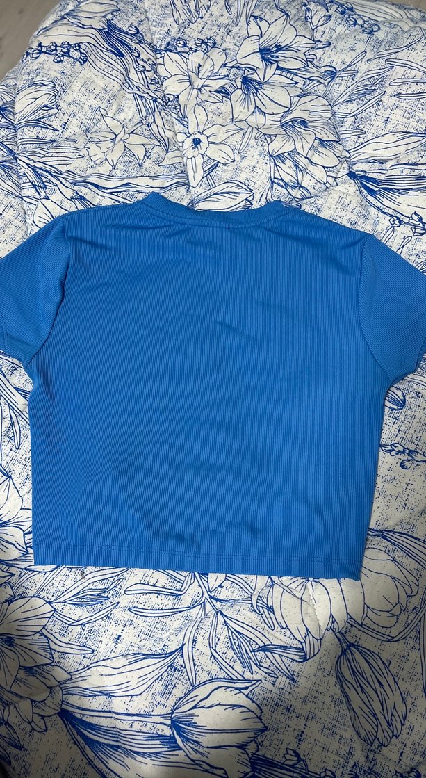 Kızlar için Mavi Kısa Kollu Tişört - Görsel 2