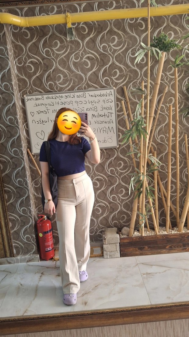 Camel Renkli Kadın Puff Detaylı İspanyol Paça Pantolon - Görsel 2