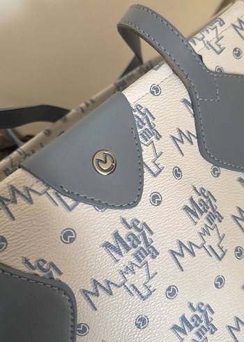 Gri Detaylı Beyaz Baskılı Kadın Çanta - Görsel 3