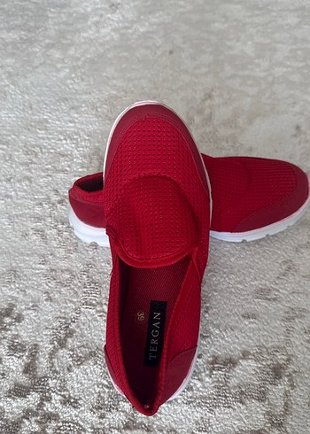 Kırmızı Kadın Spor Ayakkabı Velcro Bantlı - Görsel 3