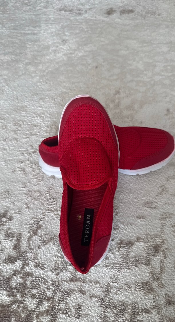 Kırmızı Kadın Spor Ayakkabı Velcro Bantlı - Görsel 3