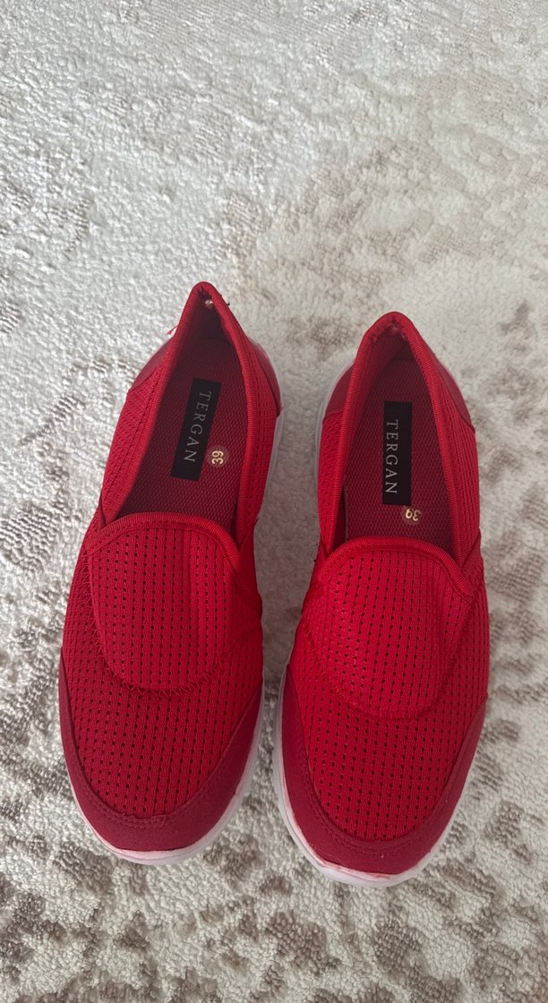 Kırmızı Kadın Spor Ayakkabı Velcro Bantlı - Görsel 2