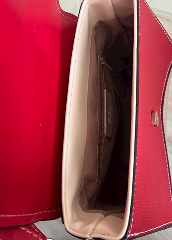 Klasik Zarif Kırmızı Deri Çanta - Görsel 3