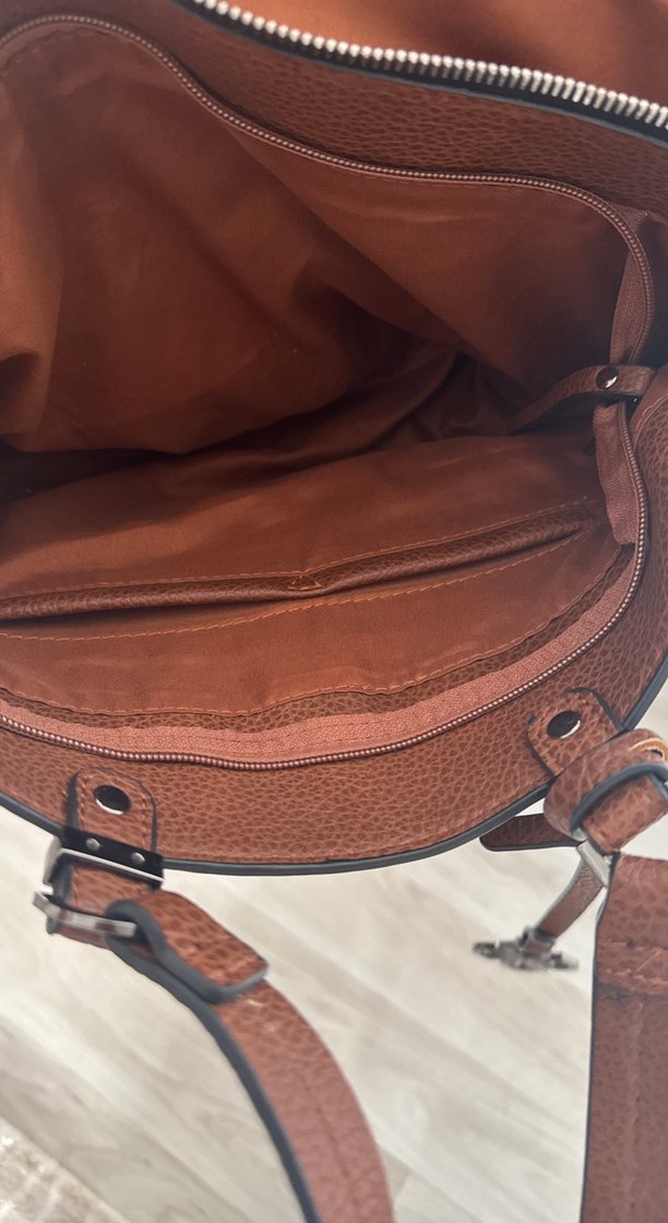 Kahverengi Deri Kadın Çanta - Görsel 4