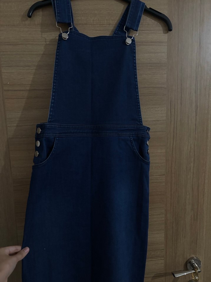 Kadın Lacivert Kot Midi Tulum - Görsel 2