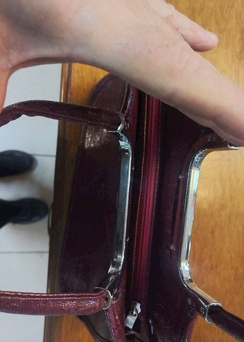 Mor Yılan Desenli Vintage suni Deri Kadın Çanta - Görsel 7