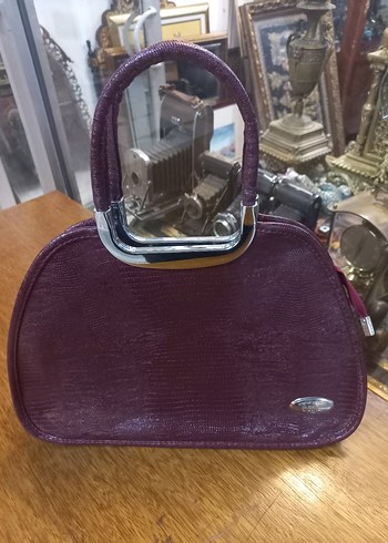 Mor Yılan Desenli Vintage suni Deri Kadın Çanta - Görsel 3