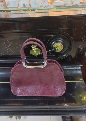 Mor Yılan Desenli Vintage suni Deri Kadın Çanta - Görsel 5