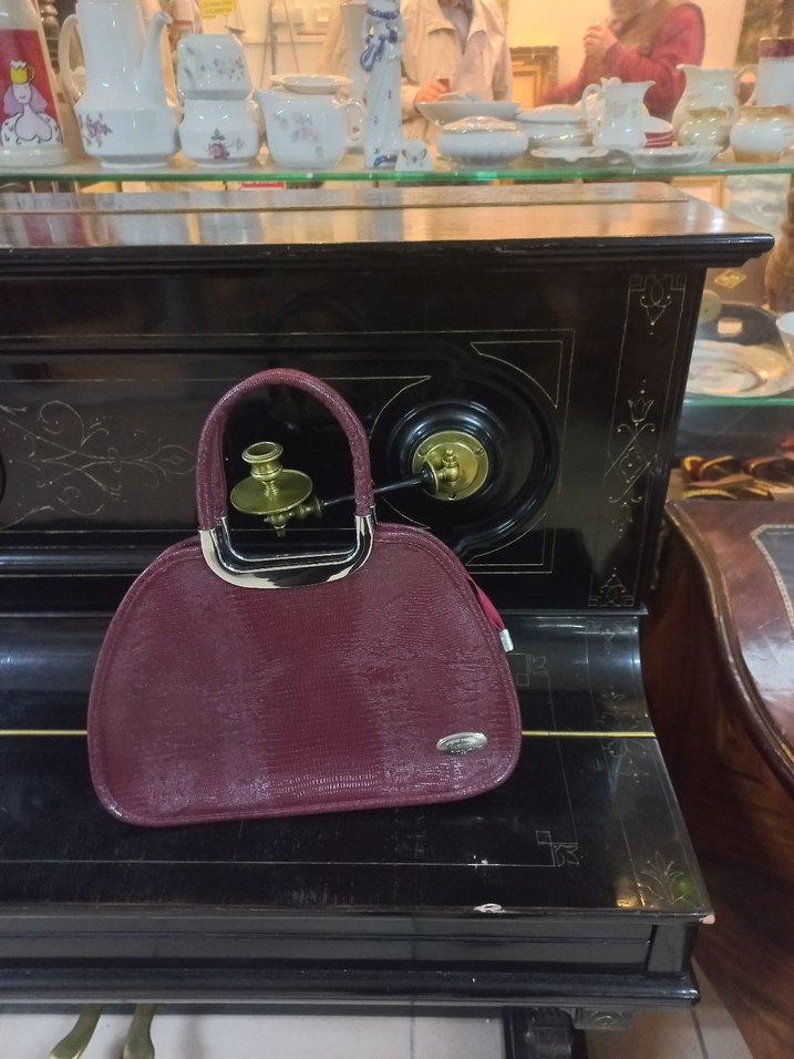 Mor Yılan Desenli Vintage suni Deri Kadın Çanta - Görsel 4