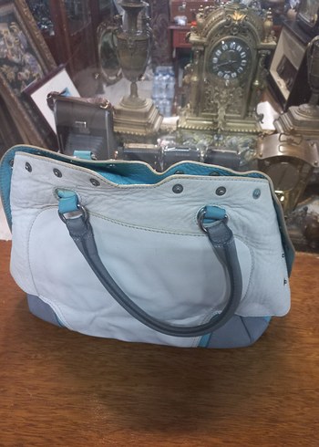 Tokalı Beyaz Gri   Deri Kadın Çanta - Görsel 6