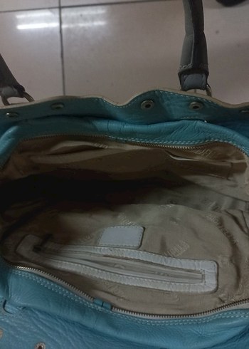 Tokalı Beyaz Gri   Deri Kadın Çanta - Görsel 4