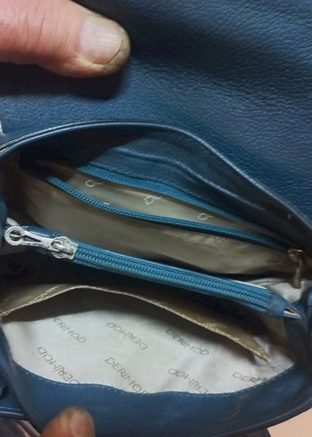 Zincir Detaylı Mavi Deri Kadın Çanta - Görsel 8