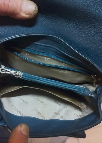 Zincir Detaylı Mavi Deri Kadın Çanta - Görsel 7