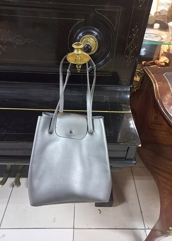 Gri suni Deri Kadın Çanta - Görsel 3