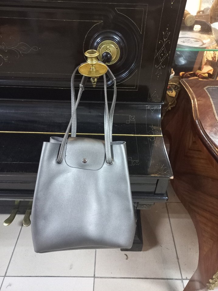 Gri suni Deri Kadın Çanta - Görsel 2