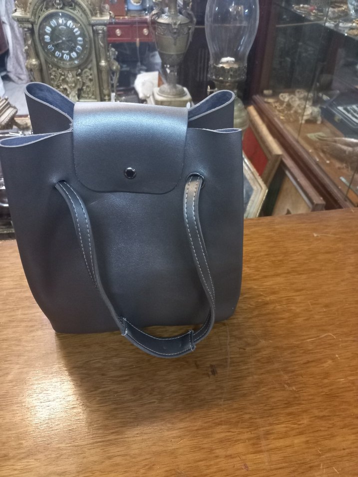 Gri suni Deri Kadın Çanta - Görsel 5