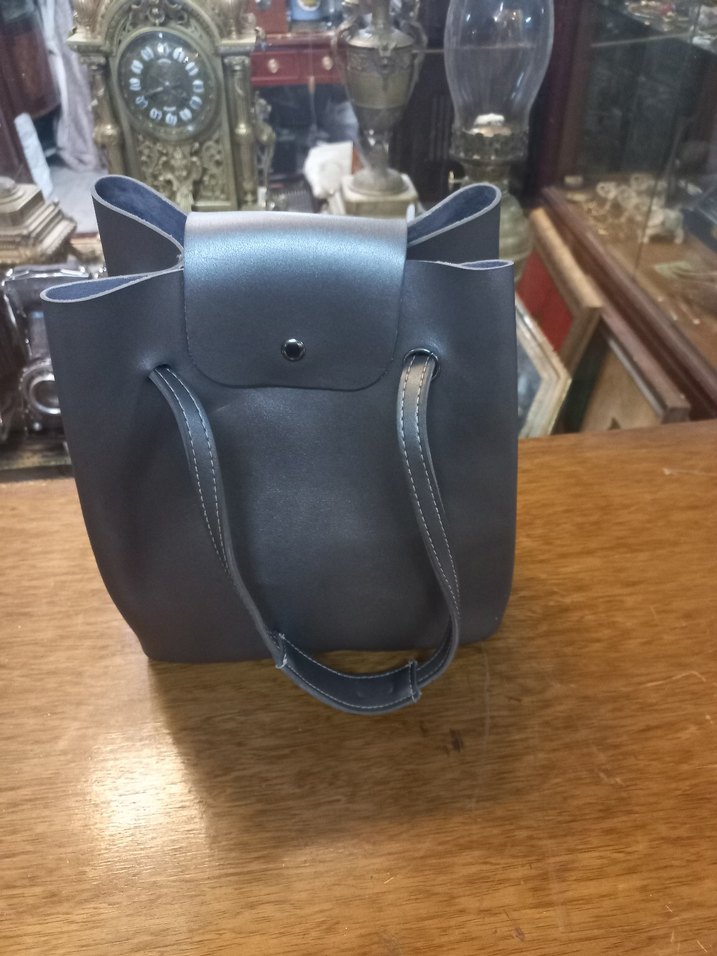 Gri suni Deri Kadın Çanta - Görsel 4