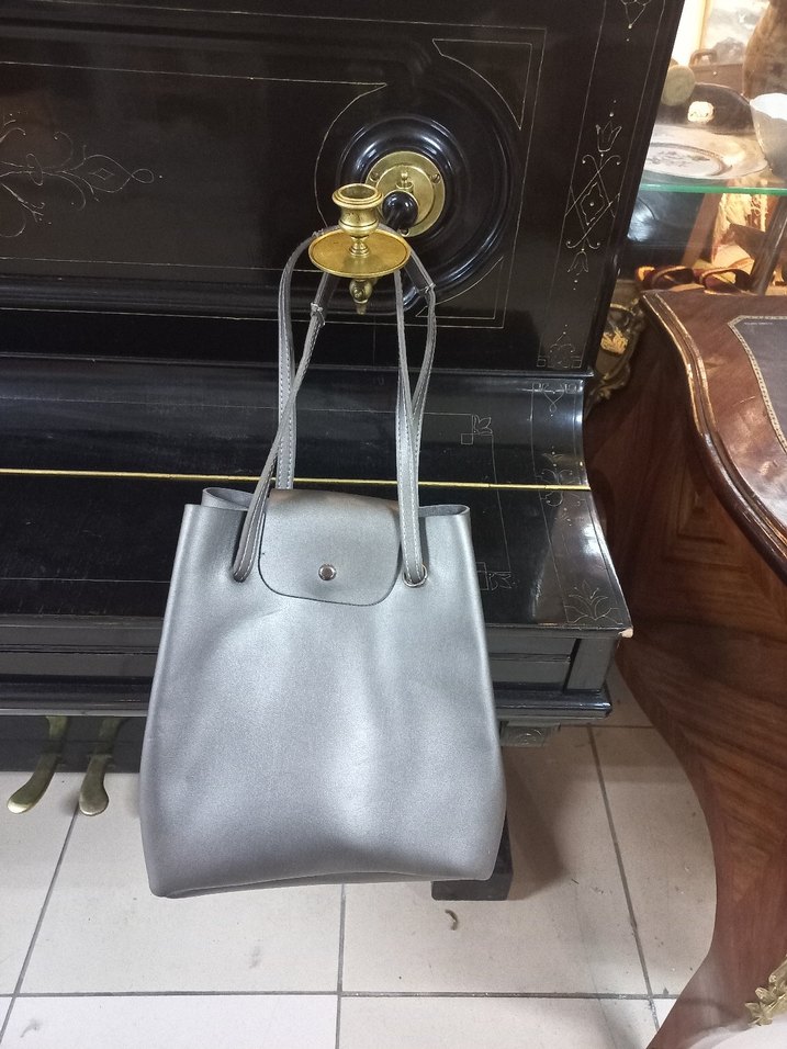 Gri suni Deri Kadın Çanta - Görsel 3