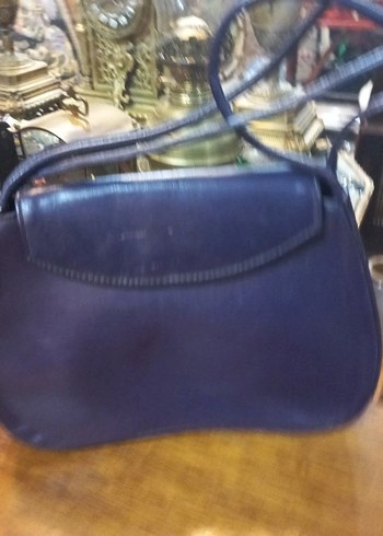 Koyu Mavi Vintage suni Deri Kadın Çanta - Görsel 2