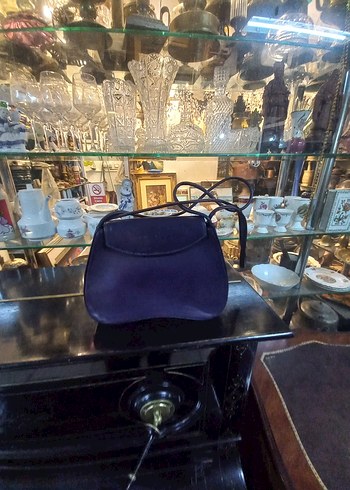 Koyu Mavi Vintage suni Deri Kadın Çanta - Görsel 5