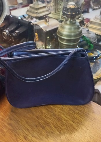 Koyu Mavi Vintage suni Deri Kadın Çanta - Görsel 6