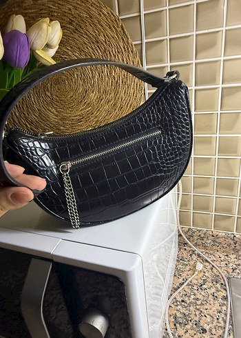 Siyah Zebra Desenli Deri Kadın Çanta - Görsel 4