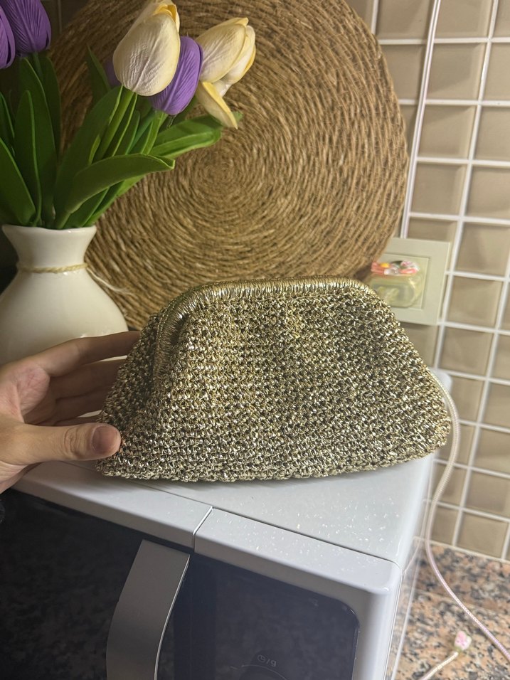 Vintage İşlemeli Altın Renkli Kadın Portföy Çanta - Görsel 2