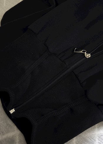 Siyah Fermuarlı Kapüşonlu Kadın Sweatshirt - Görsel 3