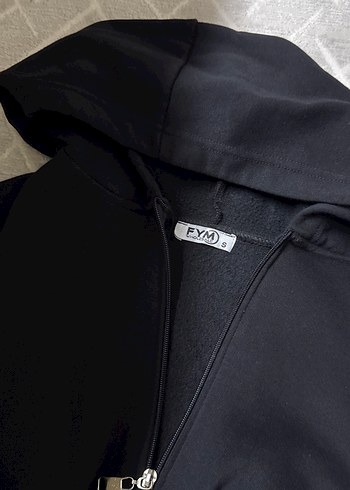 Siyah Fermuarlı Kapüşonlu Kadın Sweatshirt - Görsel 2