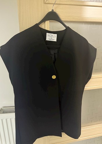 Düğmeli Siyah Kadın Yelek - Görsel 2