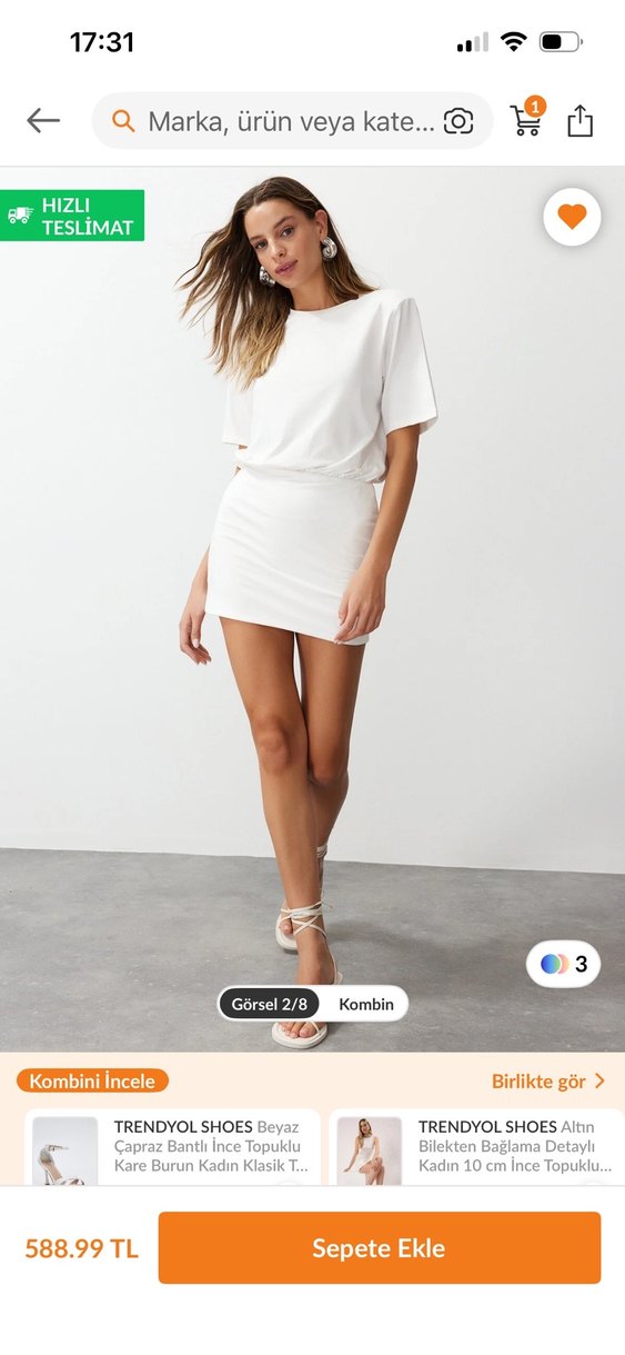 Beyaz Mini elbise - Görsel 2