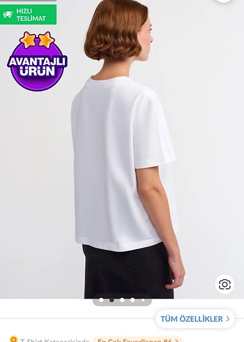 Kadın Beyaz Kısa Kollu Oversize Tişört - Görsel 2