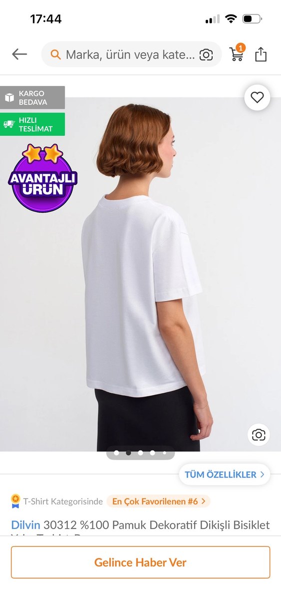 Kadın Beyaz Kısa Kollu Oversize Tişört - Görsel 2