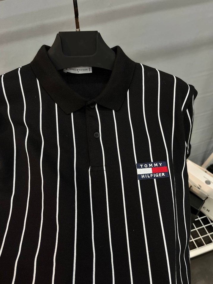 Siyah Çizgili Erkek Polo Tişört - Görsel 2