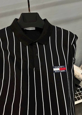Erkek Siyah Çizgili Polo Tişört - Görsel 2