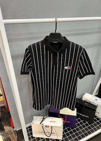 Tommy Hilfiger Siyah Çizgili Polo Tişört - Görsel 2