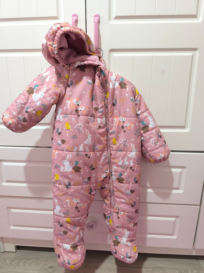 Kız Bebek Pembe Desenli Kürklü Tulumu - Görsel 2