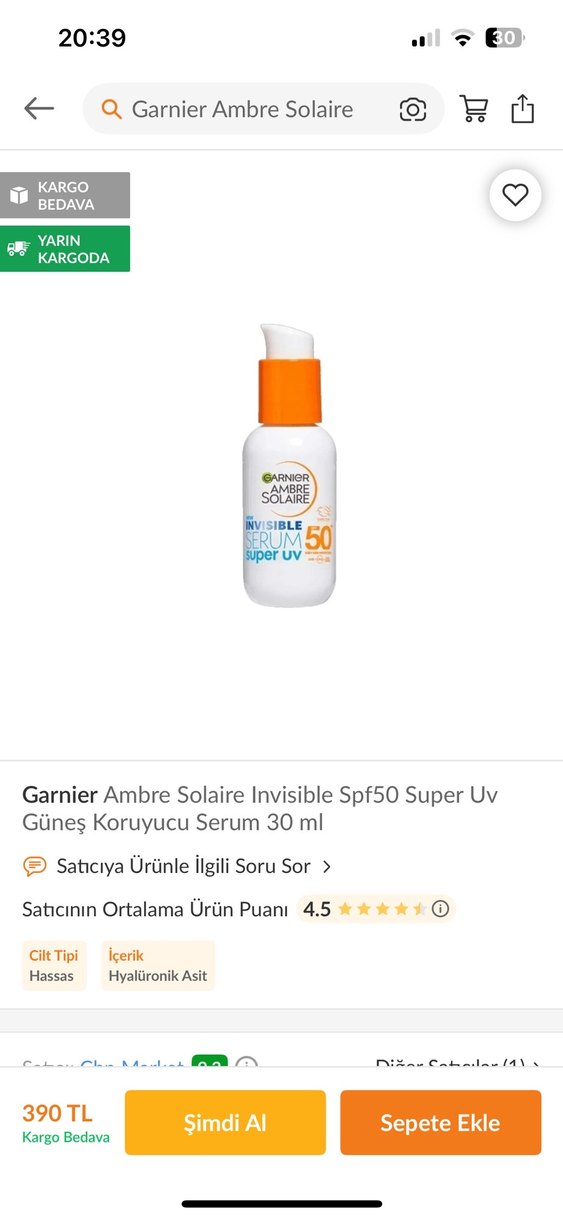 Garnier Ambre Solaire SPF 50 İnvisible Serum - Görsel 4