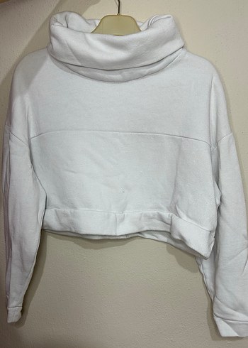 Beyaz crop sweat - Görsel 2