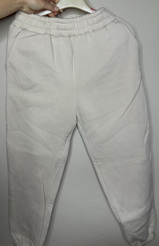 Krem renk üç iplik şardonlu eşofman takımı - Görsel 2