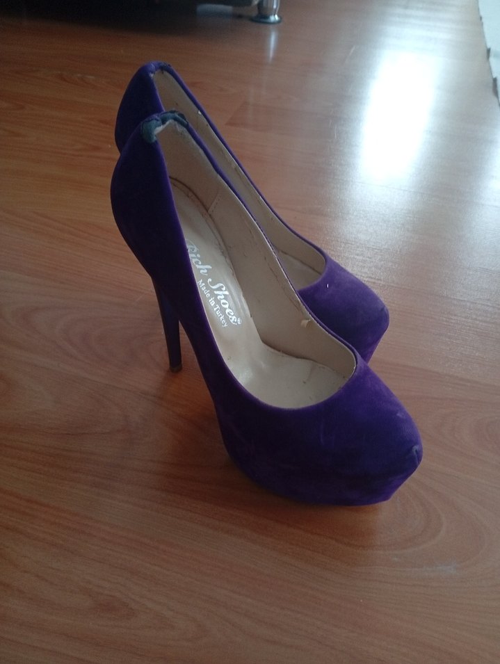 Mor Süet Stiletto Topuklu Kadın Ayakkabı - Görsel 2