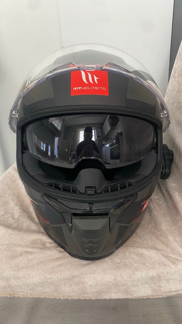 MTHELMETS Şeffaf Vizörlü Siyah Motosiklet Kaskı - Görsel 4