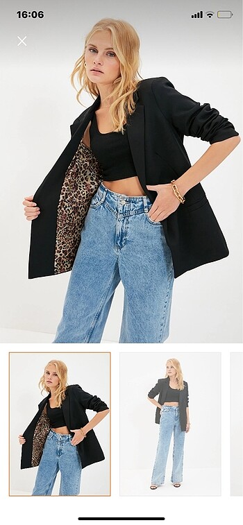 s Beden siyah Renk İç astarı leopar desen blazer çeket