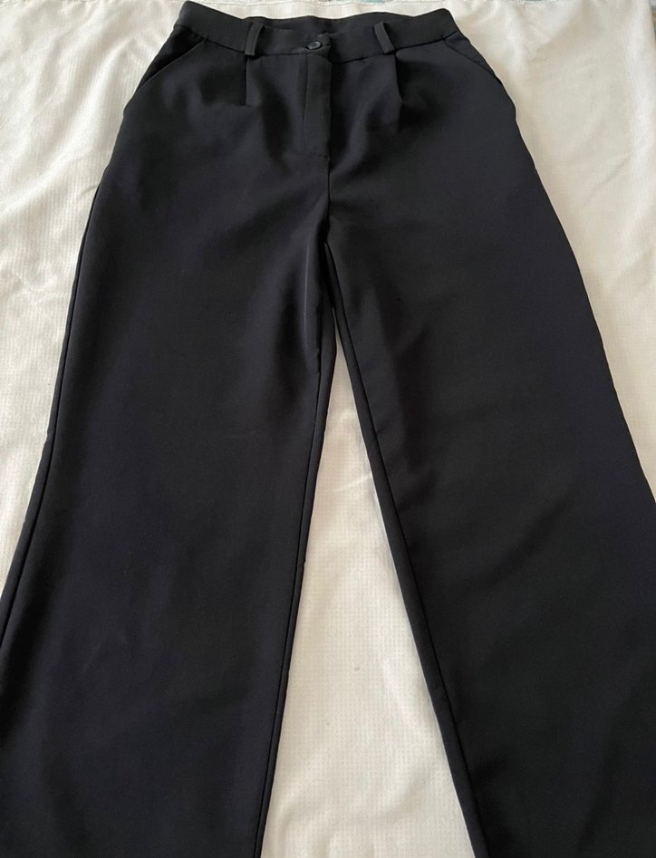 Siyah Kadın Kumaş Pantolon Kemerli - Görsel 3