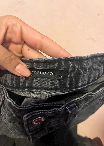 Trendyol & Milla Trendyol Koyu Gri Yikamali Denim Jean